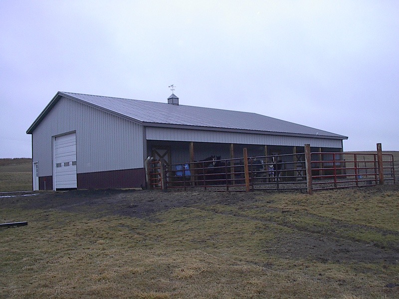pole built metal livestock shed with garage metal livestock facility